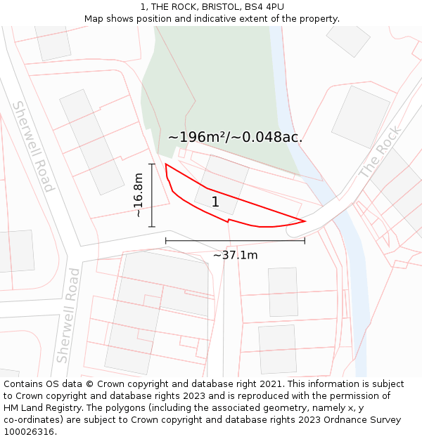 1, THE ROCK, BRISTOL, BS4 4PU: Plot and title map