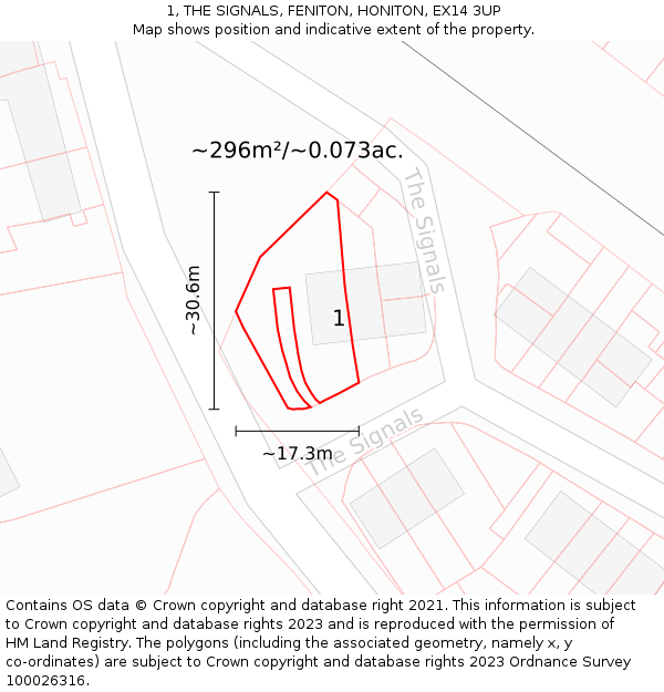 1, THE SIGNALS, FENITON, HONITON, EX14 3UP: Plot and title map