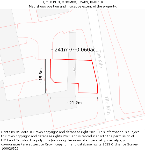 1, TILE KILN, RINGMER, LEWES, BN8 5LR: Plot and title map