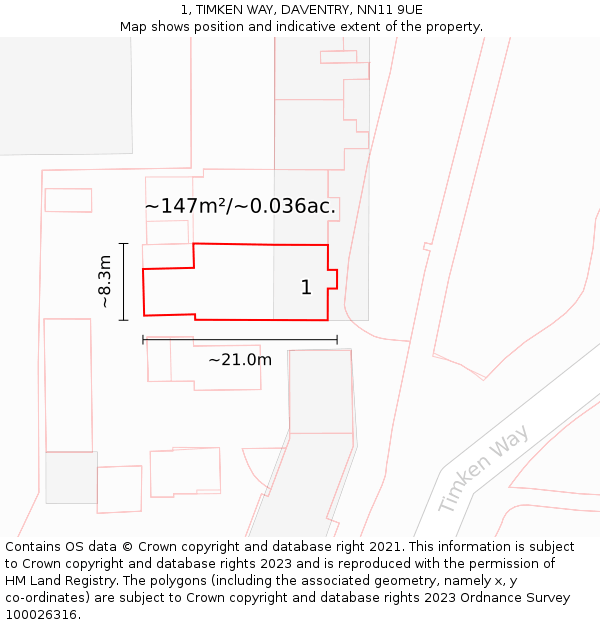 1, TIMKEN WAY, DAVENTRY, NN11 9UE: Plot and title map