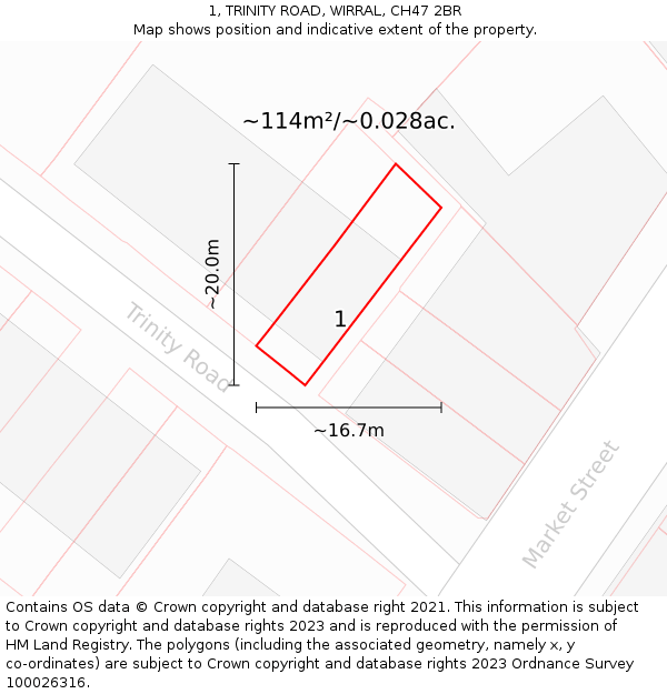 1, TRINITY ROAD, WIRRAL, CH47 2BR: Plot and title map
