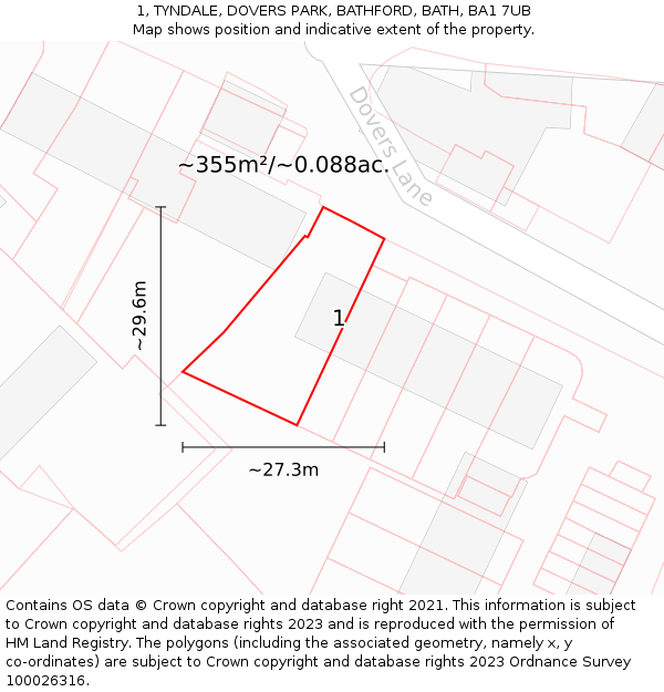 1, TYNDALE, DOVERS PARK, BATHFORD, BATH, BA1 7UB: Plot and title map