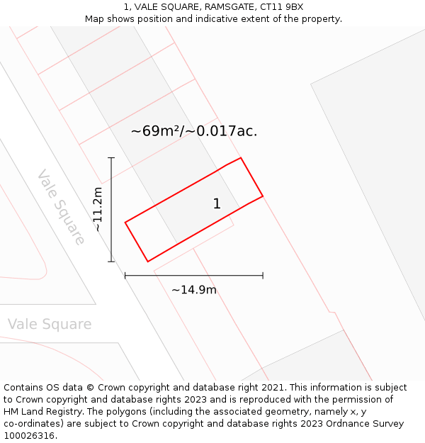 1, VALE SQUARE, RAMSGATE, CT11 9BX: Plot and title map