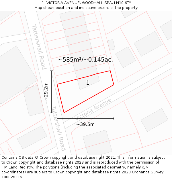 1, VICTORIA AVENUE, WOODHALL SPA, LN10 6TY: Plot and title map