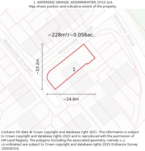 1, WATERSIDE GRANGE, KIDDERMINSTER, DY10 2LA: Plot and title map