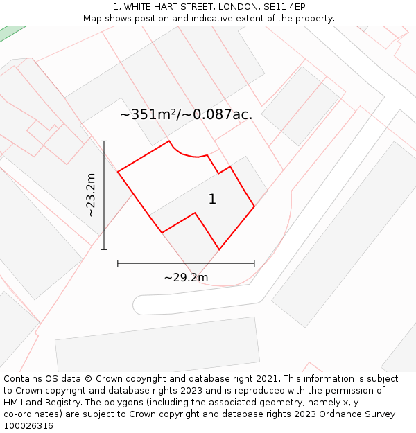 1, WHITE HART STREET, LONDON, SE11 4EP: Plot and title map