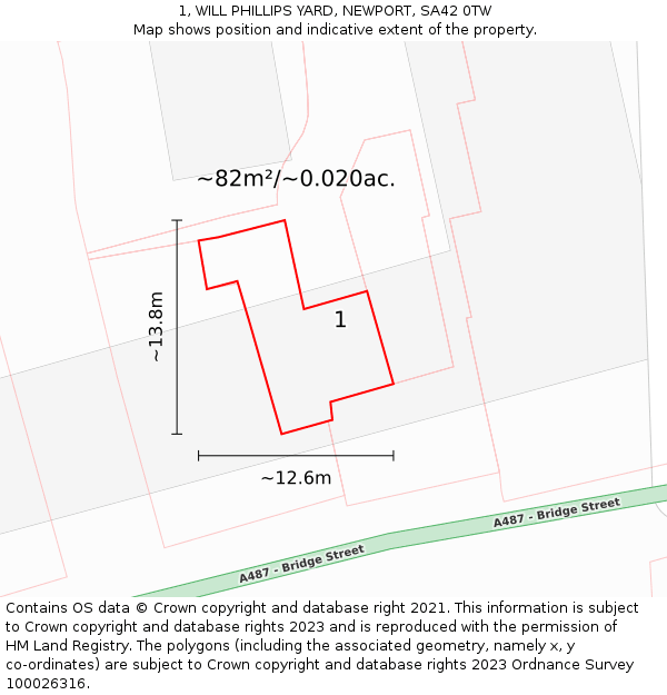 1, WILL PHILLIPS YARD, NEWPORT, SA42 0TW: Plot and title map