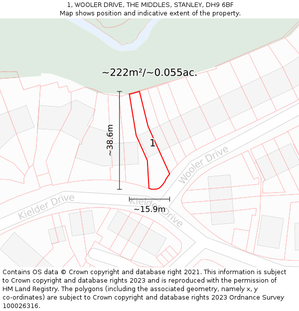 1, WOOLER DRIVE, THE MIDDLES, STANLEY, DH9 6BF: Plot and title map