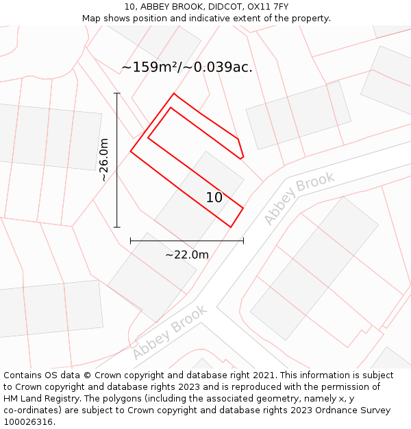 10, ABBEY BROOK, DIDCOT, OX11 7FY: Plot and title map