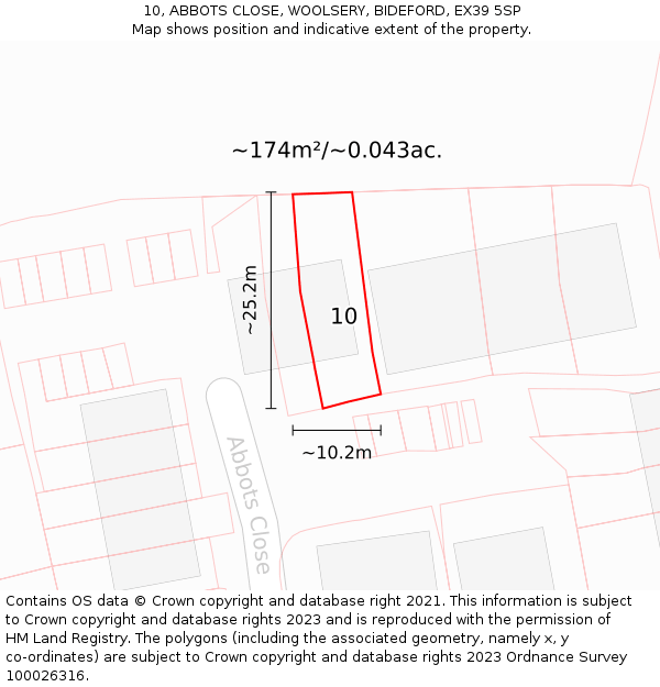 10, ABBOTS CLOSE, WOOLSERY, BIDEFORD, EX39 5SP: Plot and title map
