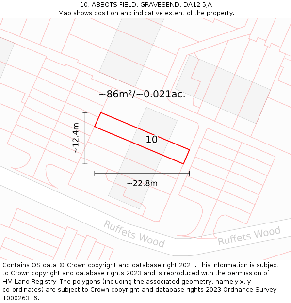 10, ABBOTS FIELD, GRAVESEND, DA12 5JA: Plot and title map