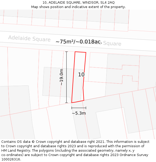 10, ADELAIDE SQUARE, WINDSOR, SL4 2AQ: Plot and title map