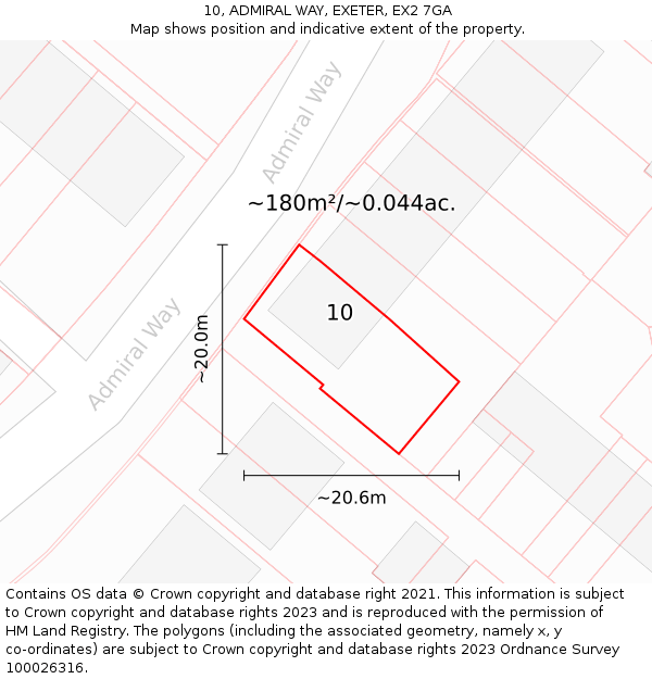 10, ADMIRAL WAY, EXETER, EX2 7GA: Plot and title map