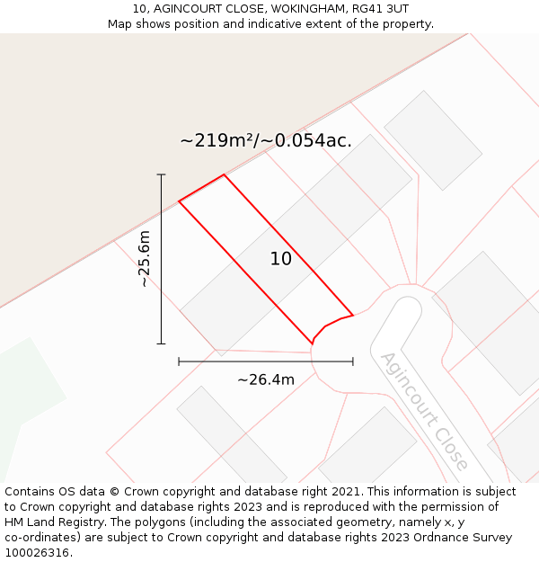 10, AGINCOURT CLOSE, WOKINGHAM, RG41 3UT: Plot and title map