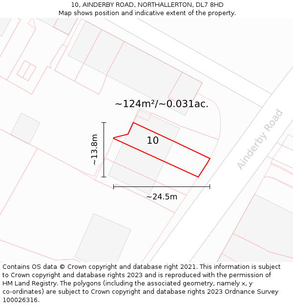 10, AINDERBY ROAD, NORTHALLERTON, DL7 8HD: Plot and title map