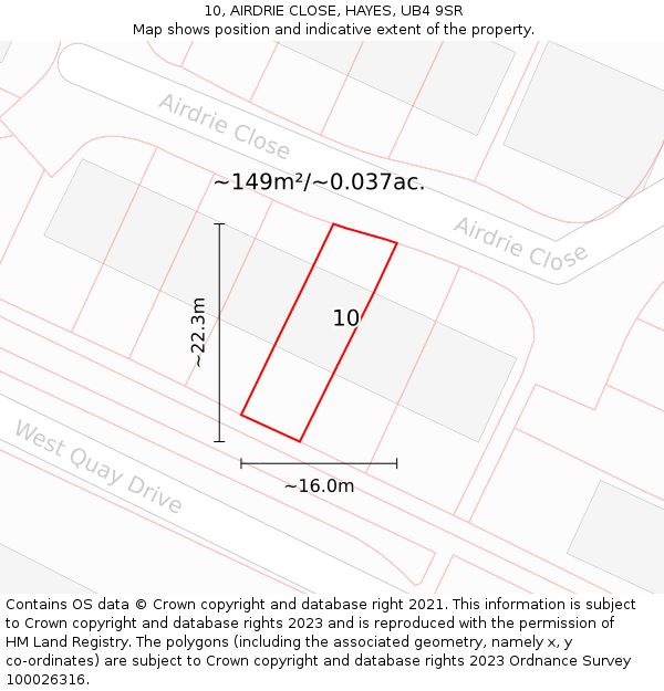 10, AIRDRIE CLOSE, HAYES, UB4 9SR: Plot and title map