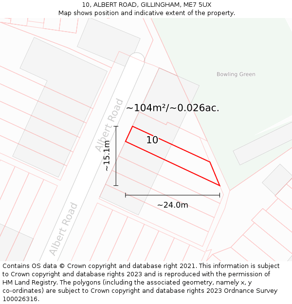 10, ALBERT ROAD, GILLINGHAM, ME7 5UX: Plot and title map