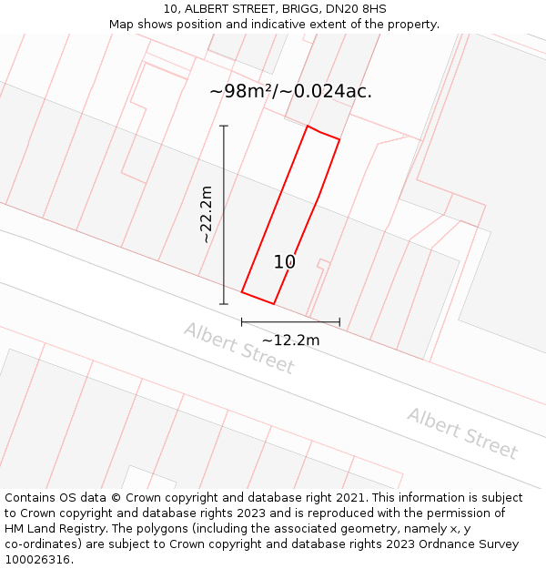 10, ALBERT STREET, BRIGG, DN20 8HS: Plot and title map