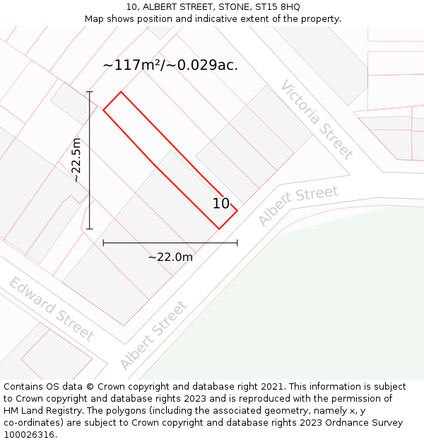 10, ALBERT STREET, STONE, ST15 8HQ: Plot and title map