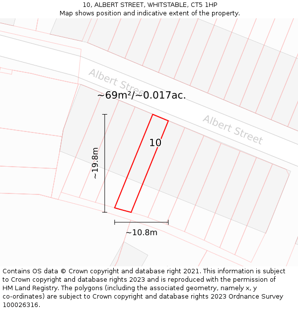 10, ALBERT STREET, WHITSTABLE, CT5 1HP: Plot and title map