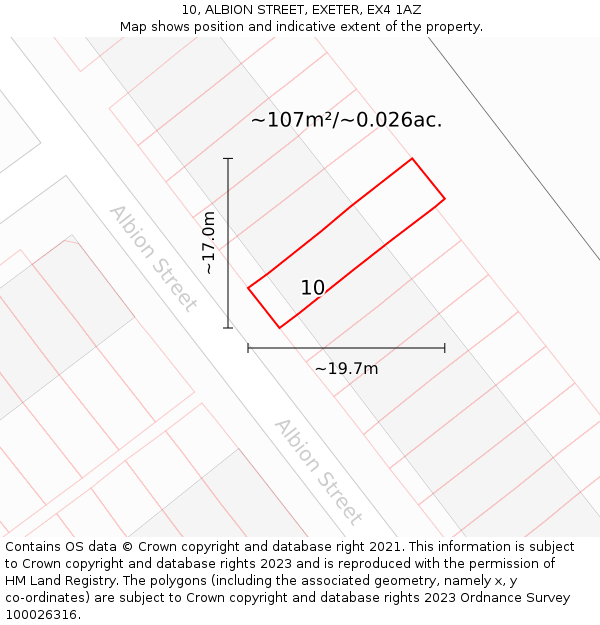 10, ALBION STREET, EXETER, EX4 1AZ: Plot and title map
