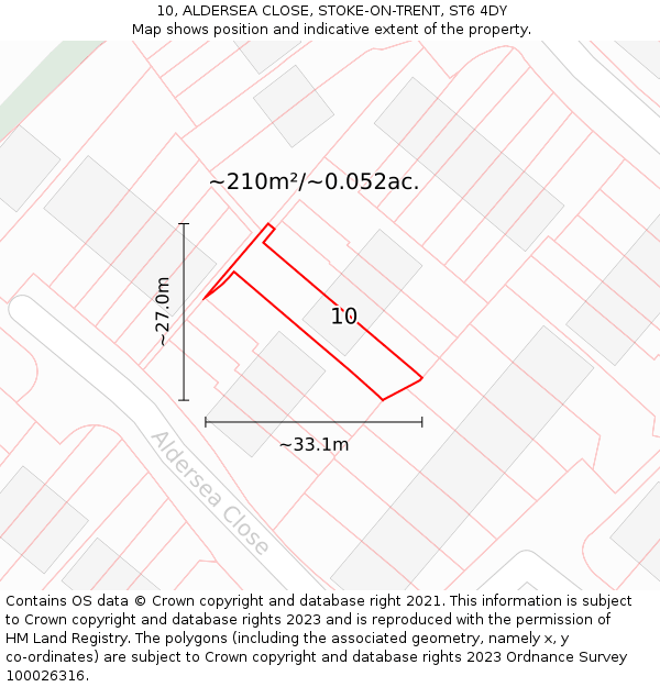 10, ALDERSEA CLOSE, STOKE-ON-TRENT, ST6 4DY: Plot and title map