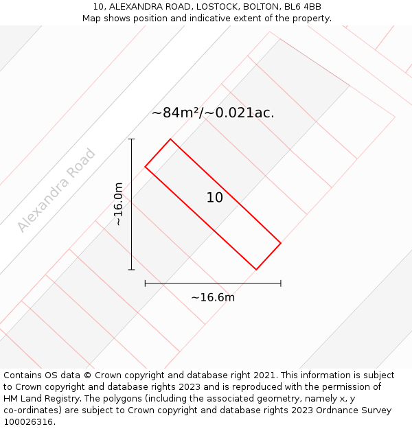 10, ALEXANDRA ROAD, LOSTOCK, BOLTON, BL6 4BB: Plot and title map