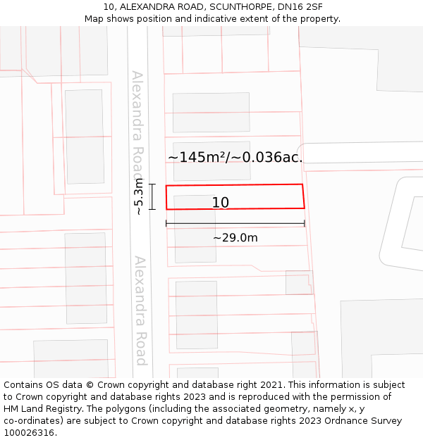 10, ALEXANDRA ROAD, SCUNTHORPE, DN16 2SF: Plot and title map
