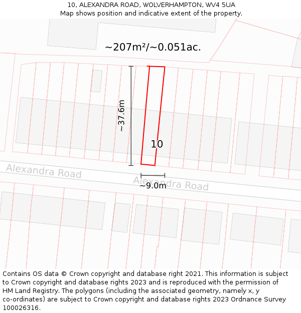 10, ALEXANDRA ROAD, WOLVERHAMPTON, WV4 5UA: Plot and title map
