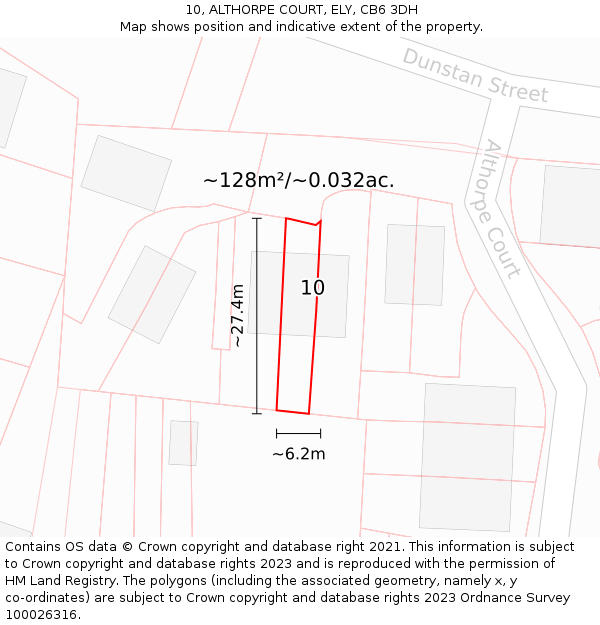 10, ALTHORPE COURT, ELY, CB6 3DH: Plot and title map