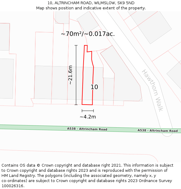 10, ALTRINCHAM ROAD, WILMSLOW, SK9 5ND: Plot and title map