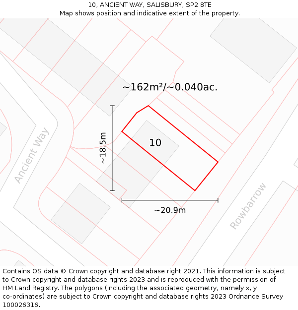 10, ANCIENT WAY, SALISBURY, SP2 8TE: Plot and title map