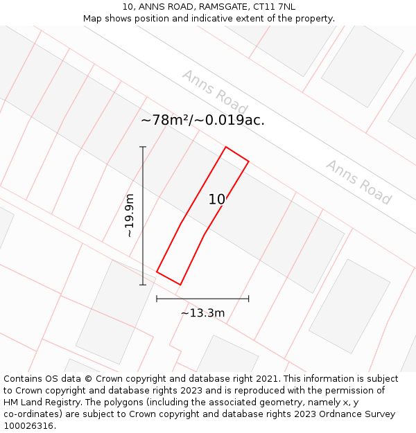 10, ANNS ROAD, RAMSGATE, CT11 7NL: Plot and title map