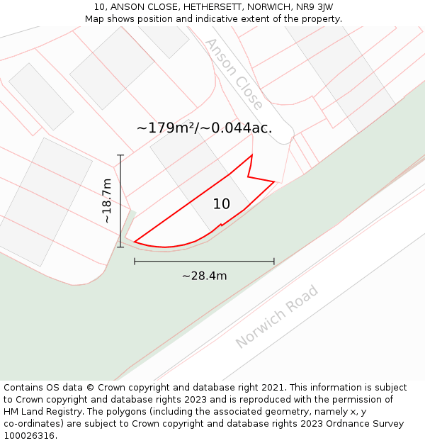 10, ANSON CLOSE, HETHERSETT, NORWICH, NR9 3JW: Plot and title map