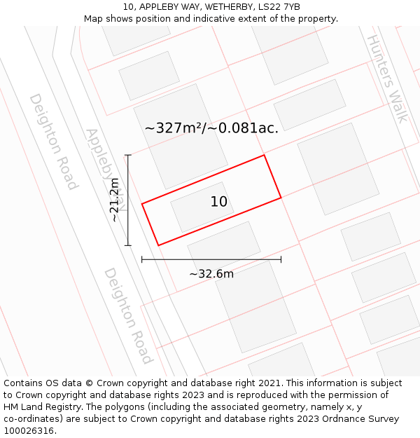 10, APPLEBY WAY, WETHERBY, LS22 7YB: Plot and title map