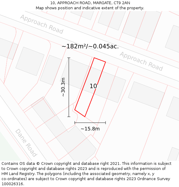10, APPROACH ROAD, MARGATE, CT9 2AN: Plot and title map