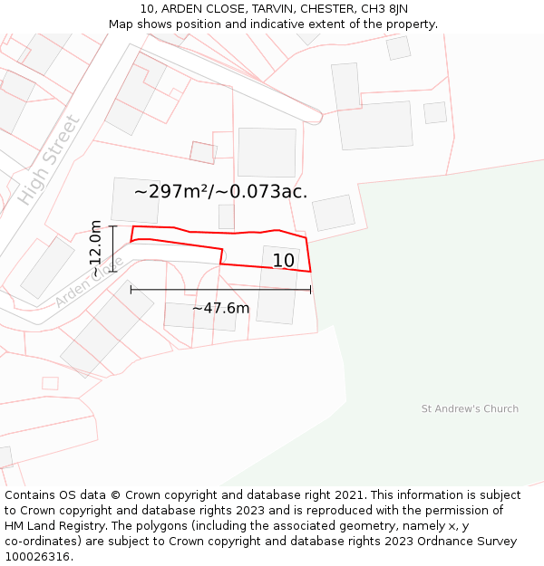 10, ARDEN CLOSE, TARVIN, CHESTER, CH3 8JN: Plot and title map
