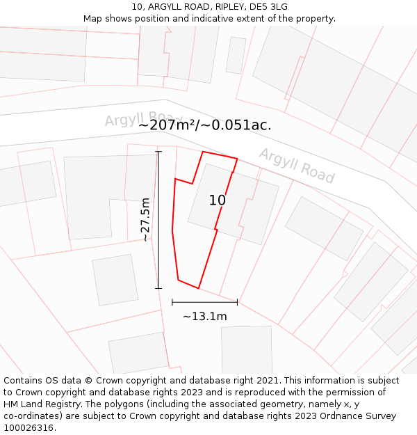 10, ARGYLL ROAD, RIPLEY, DE5 3LG: Plot and title map