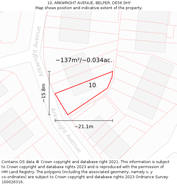 10, ARKWRIGHT AVENUE, BELPER, DE56 0HY: Plot and title map