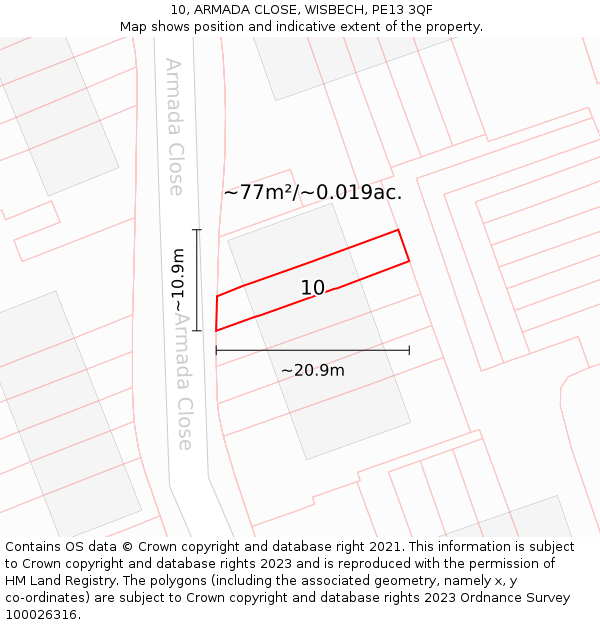 10, ARMADA CLOSE, WISBECH, PE13 3QF: Plot and title map