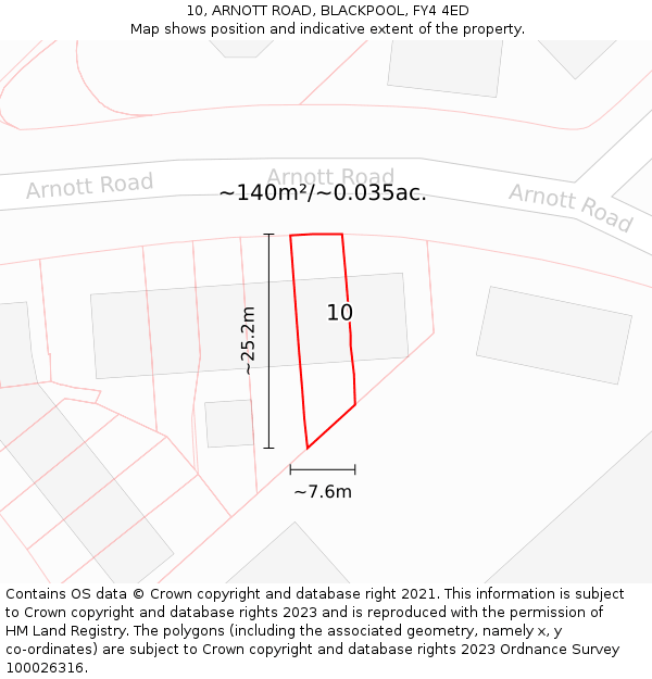10, ARNOTT ROAD, BLACKPOOL, FY4 4ED: Plot and title map
