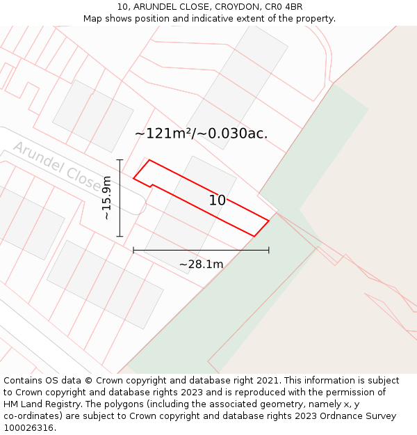 10, ARUNDEL CLOSE, CROYDON, CR0 4BR: Plot and title map
