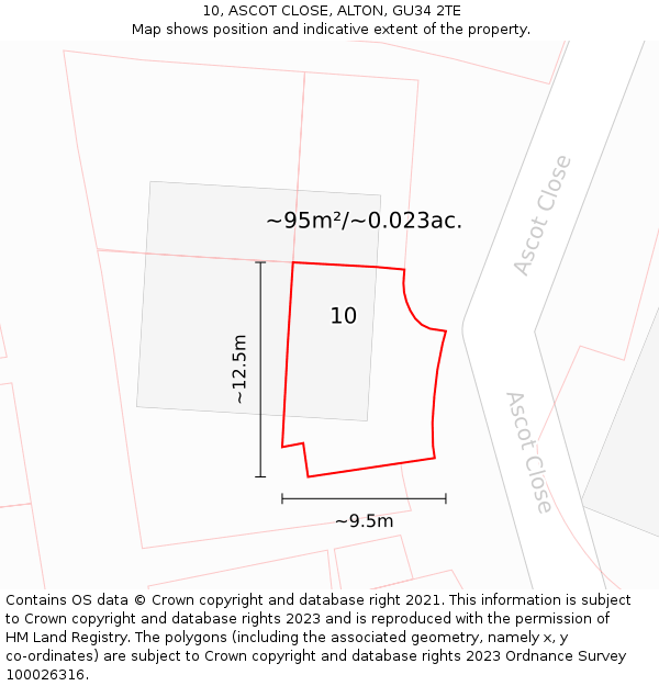 10, ASCOT CLOSE, ALTON, GU34 2TE: Plot and title map