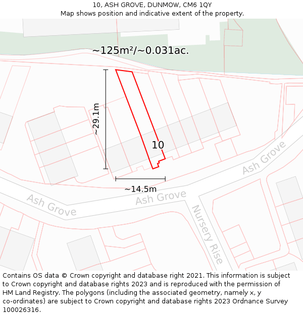 10, ASH GROVE, DUNMOW, CM6 1QY: Plot and title map