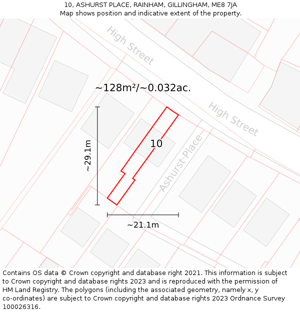 10, ASHURST PLACE, RAINHAM, GILLINGHAM, ME8 7JA: Plot and title map