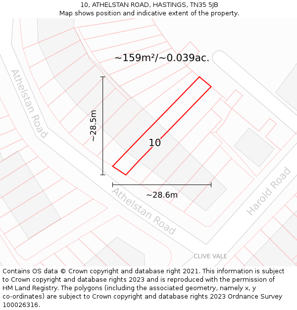 10, ATHELSTAN ROAD, HASTINGS, TN35 5JB: Plot and title map