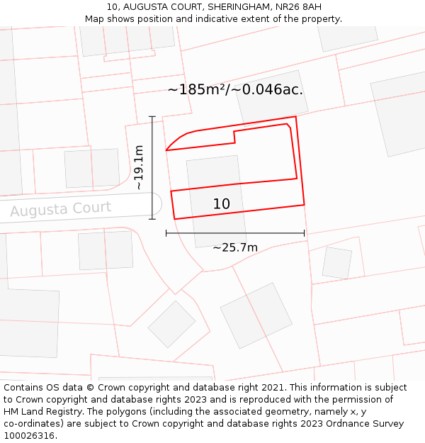 10, AUGUSTA COURT, SHERINGHAM, NR26 8AH: Plot and title map