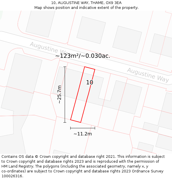 10, AUGUSTINE WAY, THAME, OX9 3EA: Plot and title map