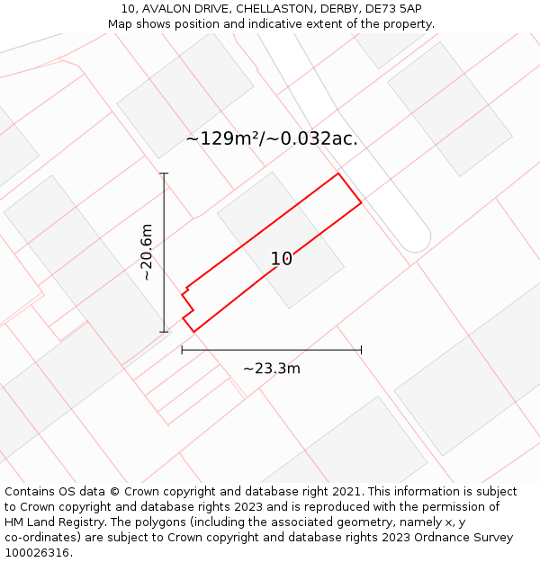 10, AVALON DRIVE, CHELLASTON, DERBY, DE73 5AP: Plot and title map