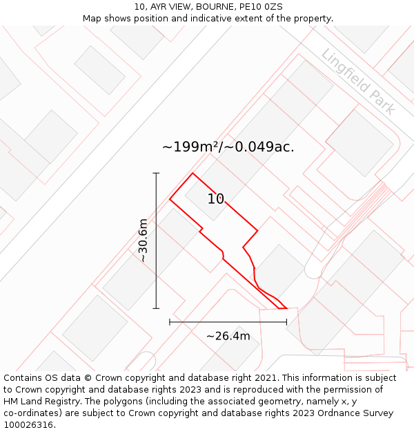 10, AYR VIEW, BOURNE, PE10 0ZS: Plot and title map
